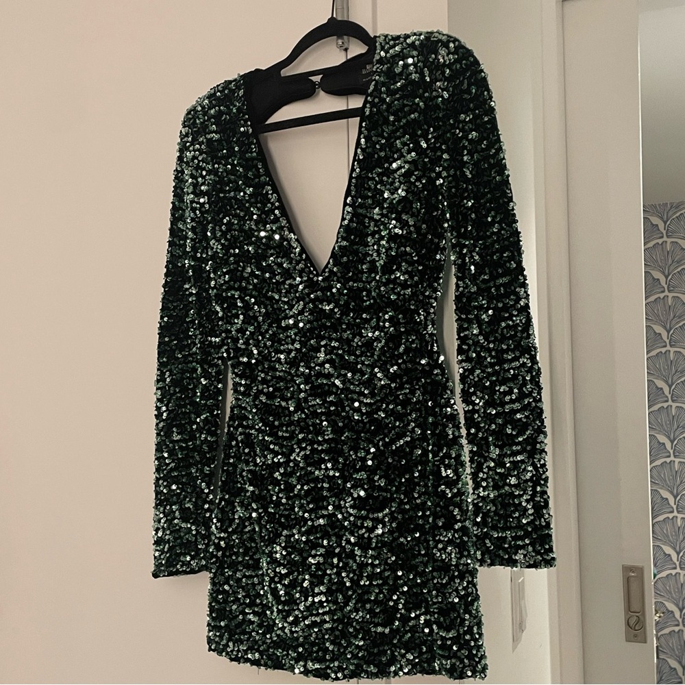 REVOLVE Bardot Sz M Green Sequin Mini Dress - Picture 6 of 12